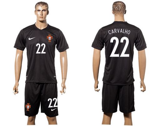 Portugal #22 Carvalho SEC Away Soccer Country Jersey